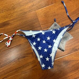 Red white & Blue string tie sexy bikini bottom size M, NWT